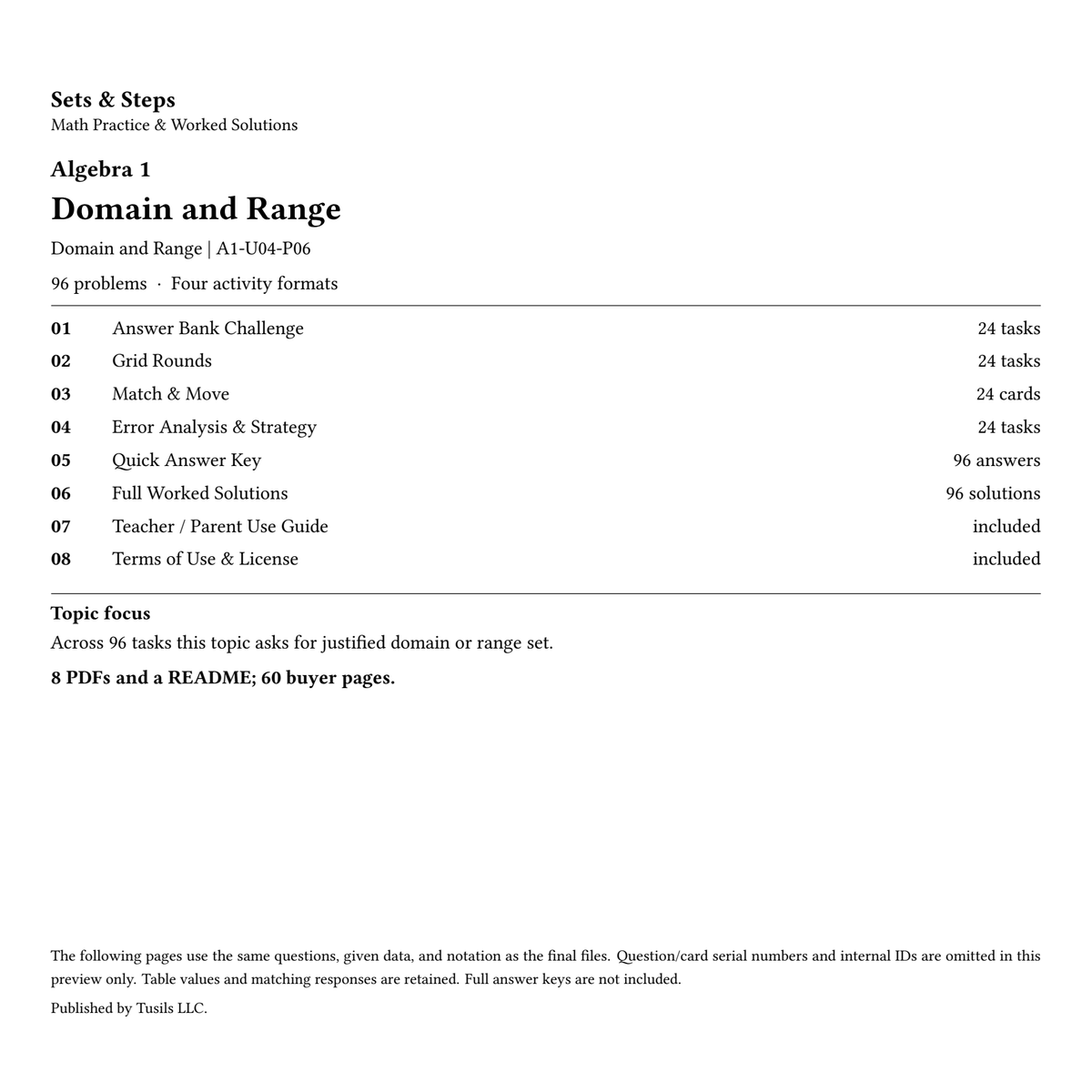 Domain and Range | Algebra 1 | 96 Problems — 01_Cover.png