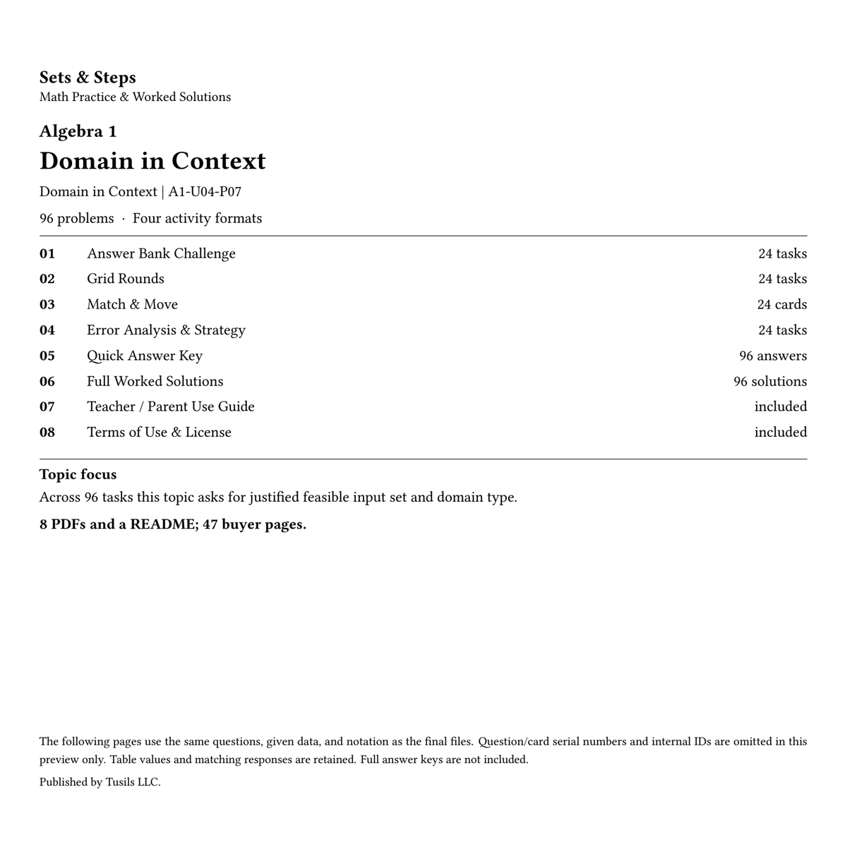 Domain in Context | Algebra 1 | 96 Problems — 01_Cover.png