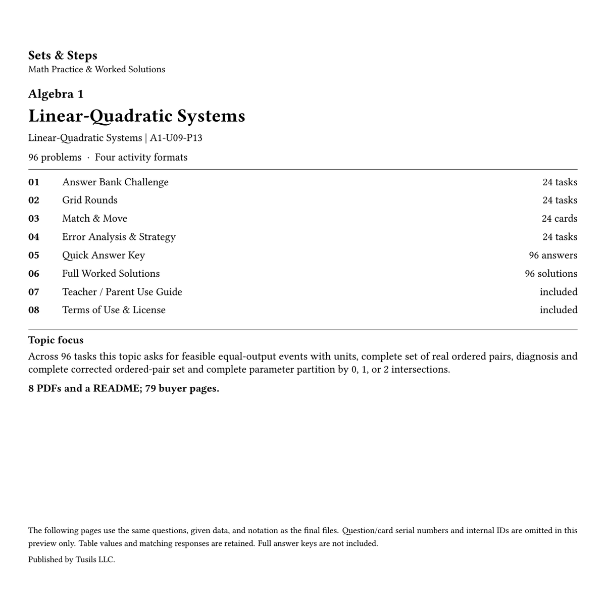 Linear-Quadratic Systems | Algebra 1 | 96 Problems — 01_Cover.png