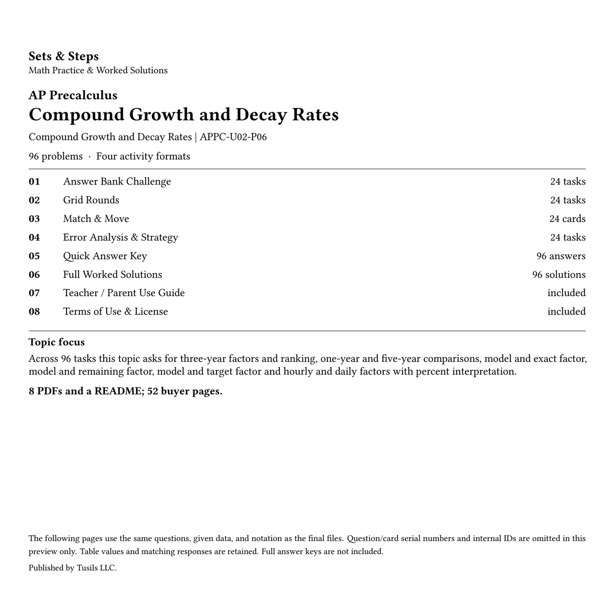 Compound Growth and Decay Rates | Precalculus | 96 Problems — 01_Cover.png