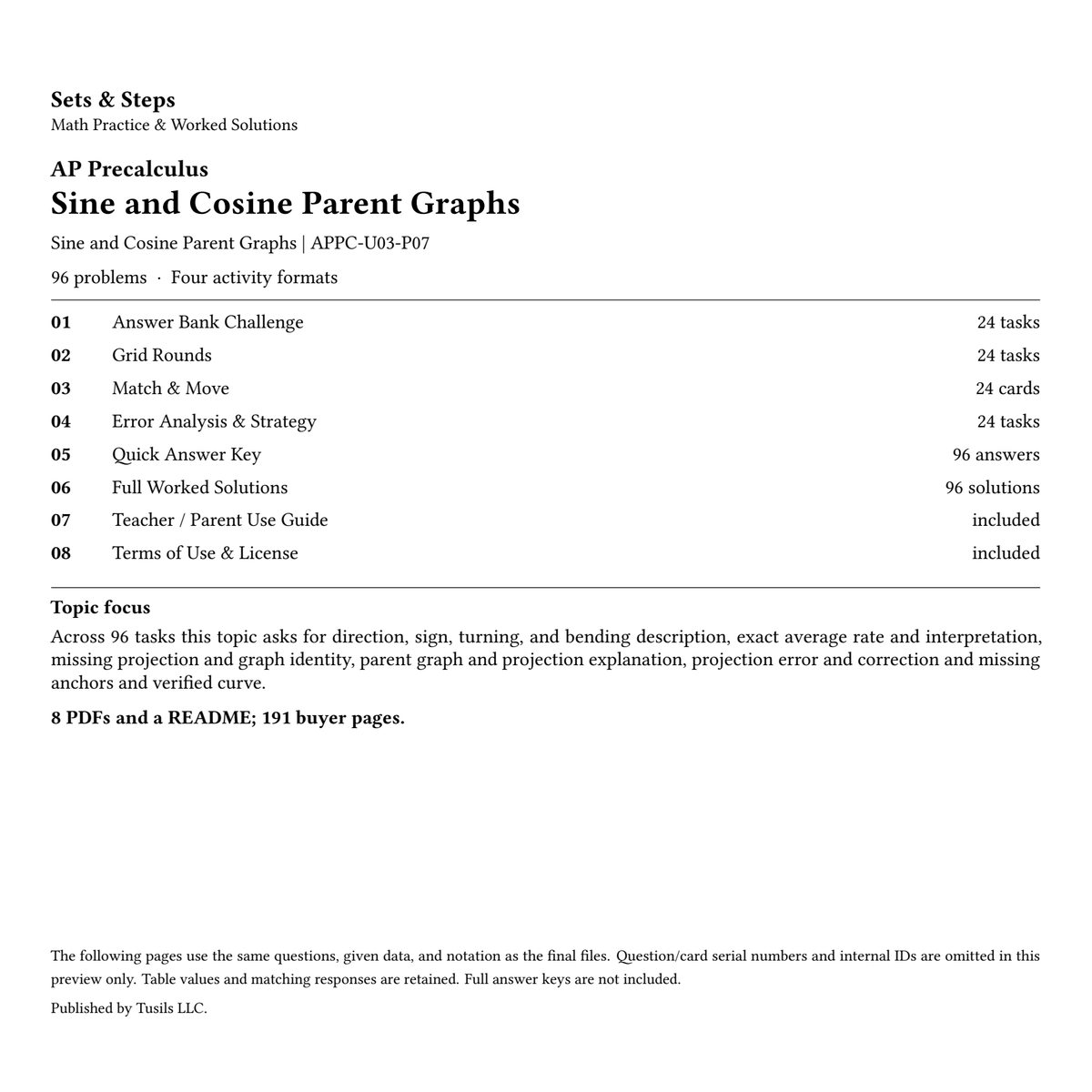Sine and Cosine Parent Graphs | Precalculus | 96 Problems — 01_Cover.png