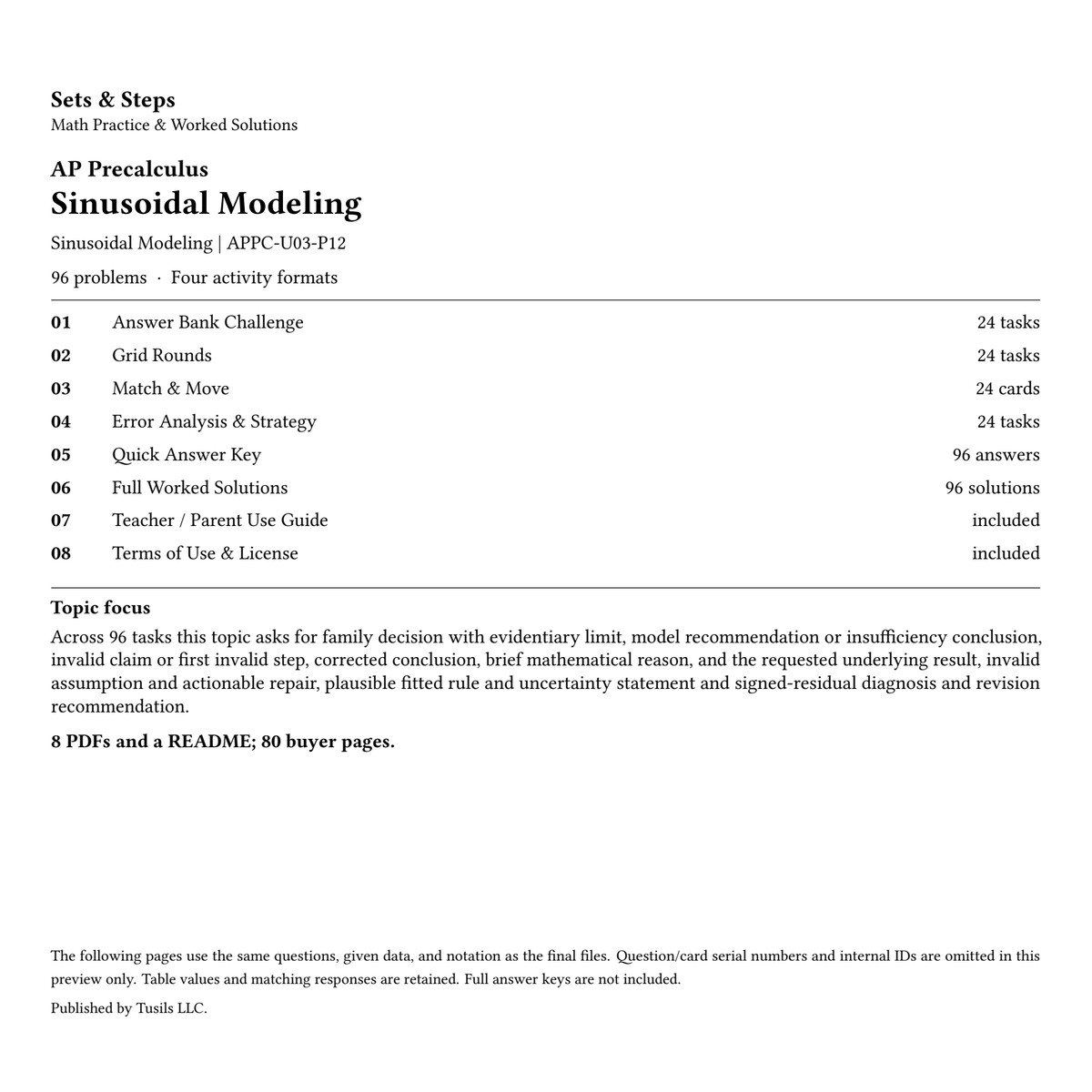 Sinusoidal Modeling | Precalculus | 96 Problems — 01_Cover.png