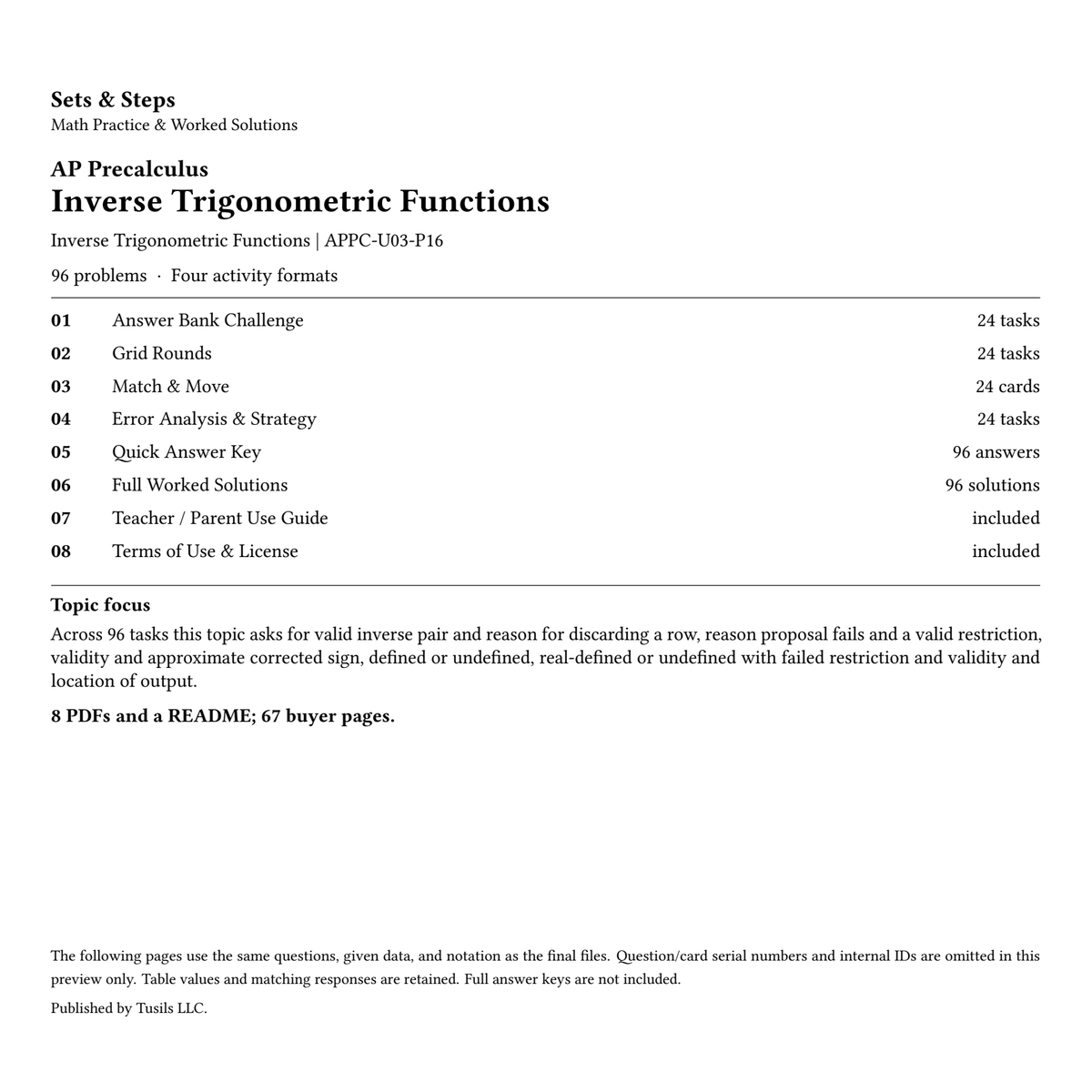 Inverse Trigonometric Functions | Precalculus | 96 Problems — 01_Cover.png