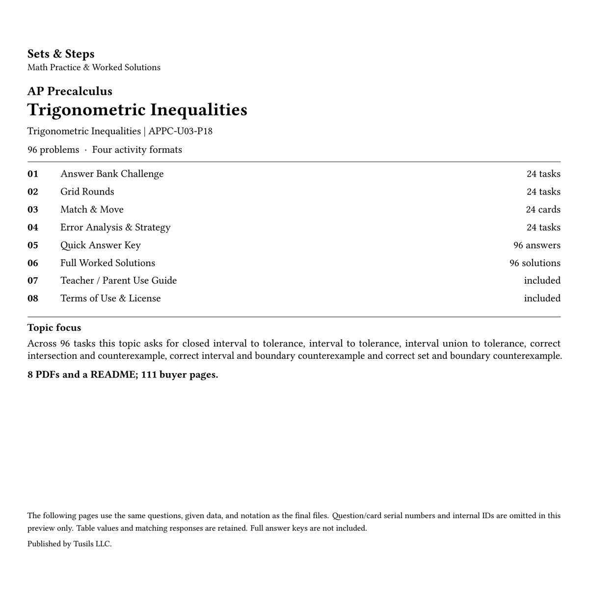 Trigonometric Inequalities | Precalculus | 96 Problems — 01_Cover.png