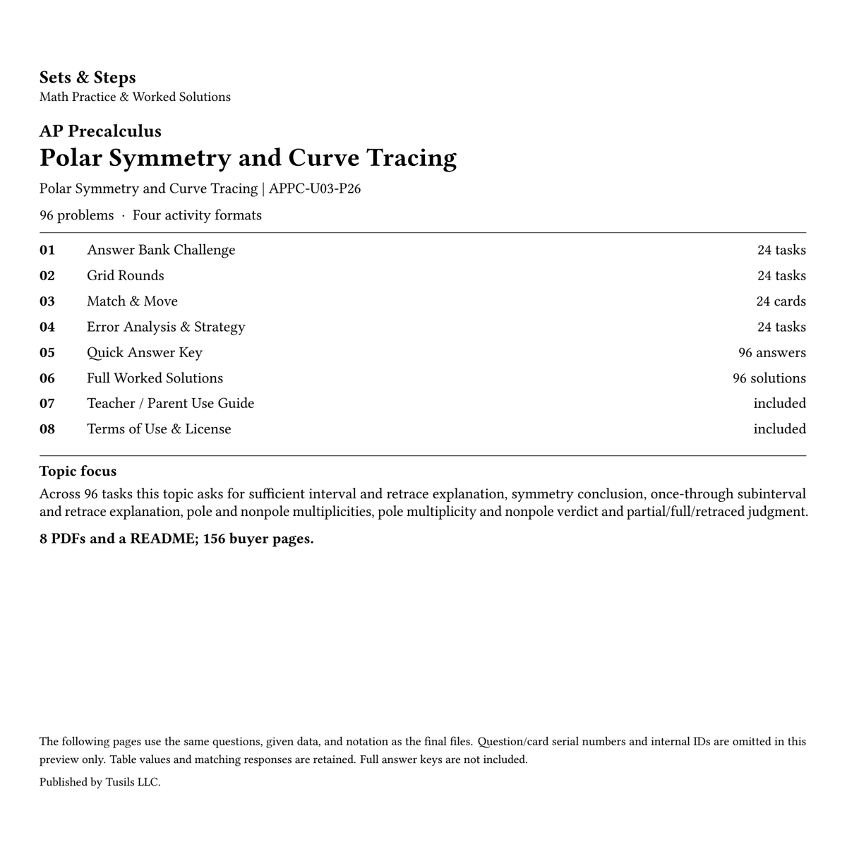 Polar Symmetry and Curve Tracing | Precalculus | 96 Problems — 01_Cover.png