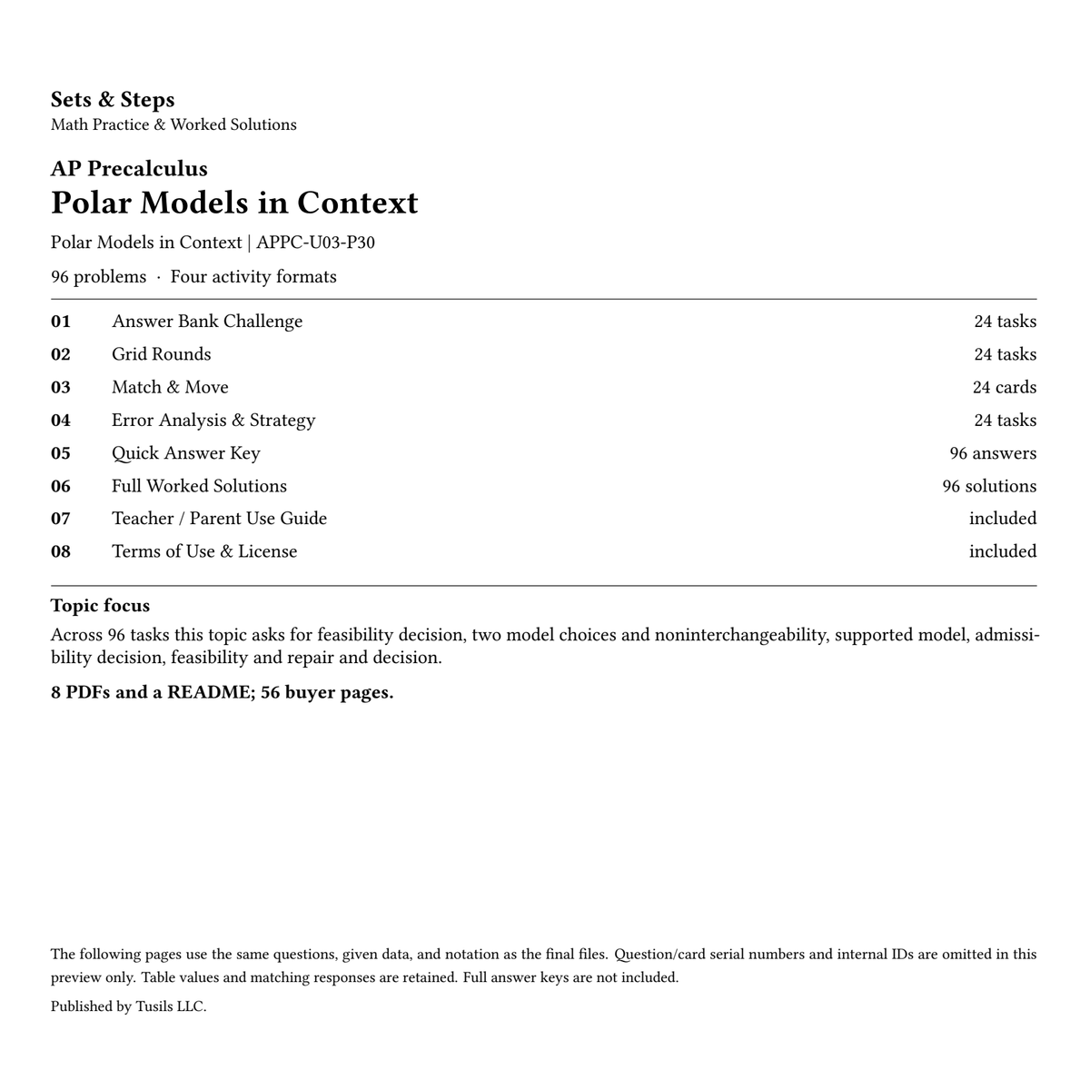 Polar Models in Context | Precalculus | 96 Problems — 01_Cover.png