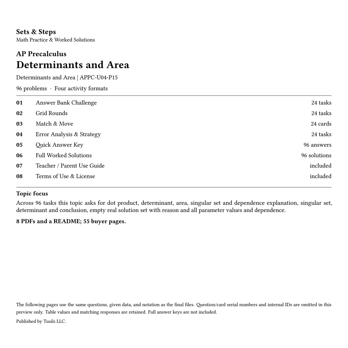 Determinants and Area | Precalculus | 96 Problems — 01_Cover.png