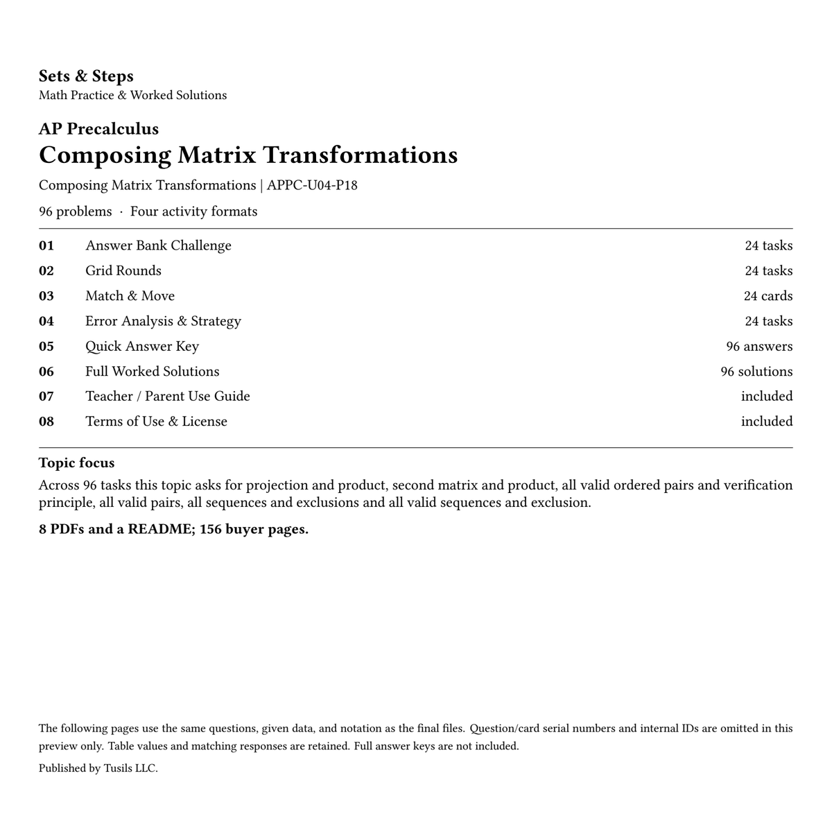 Composing Matrix Transformations | Precalculus | 96 Problems — 01_Cover.png