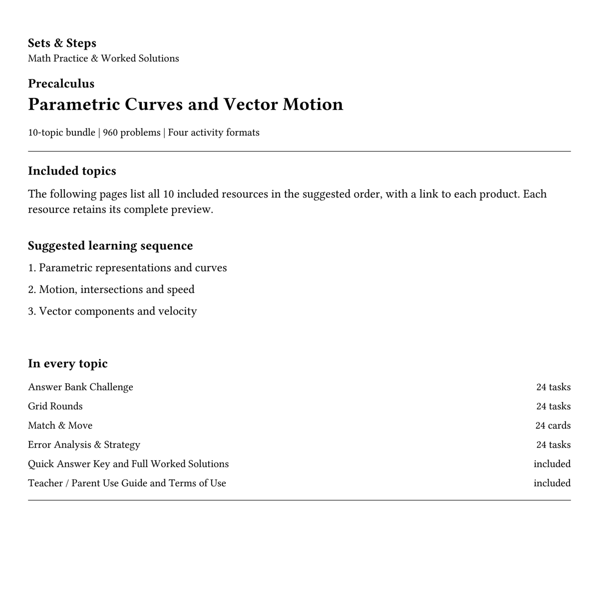 Parametric Curves and Vector Motion | 10-Topic Precalculus Bundle — 01_Cover.png