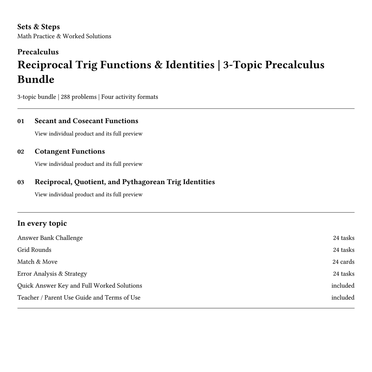 Reciprocal Trig Functions & Identities | 3-Topic Precalculus Bundle — 01_Cover.png