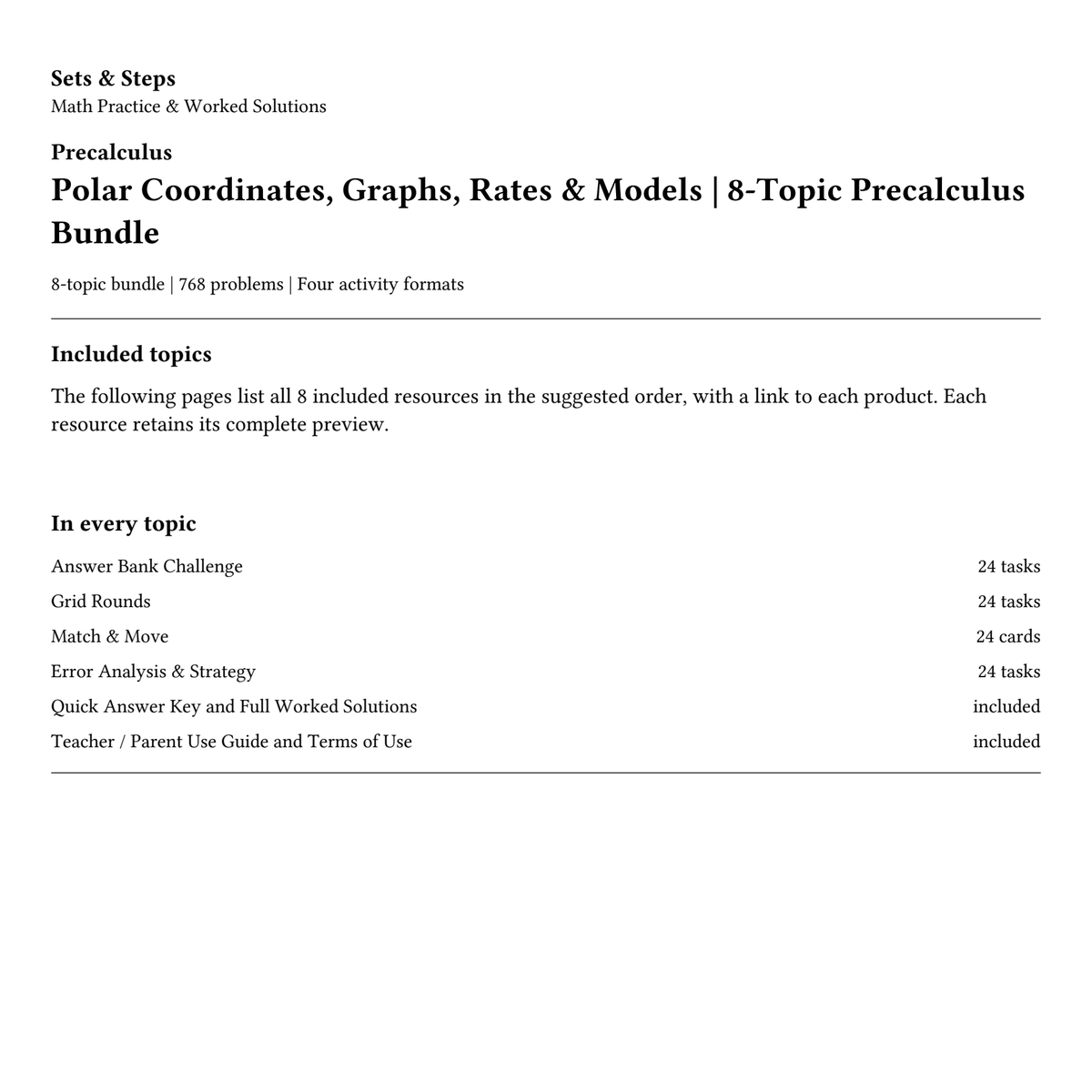 Polar Coordinates, Graphs, Rates & Models | 8-Topic Precalculus Bundle — 01_Cover.png