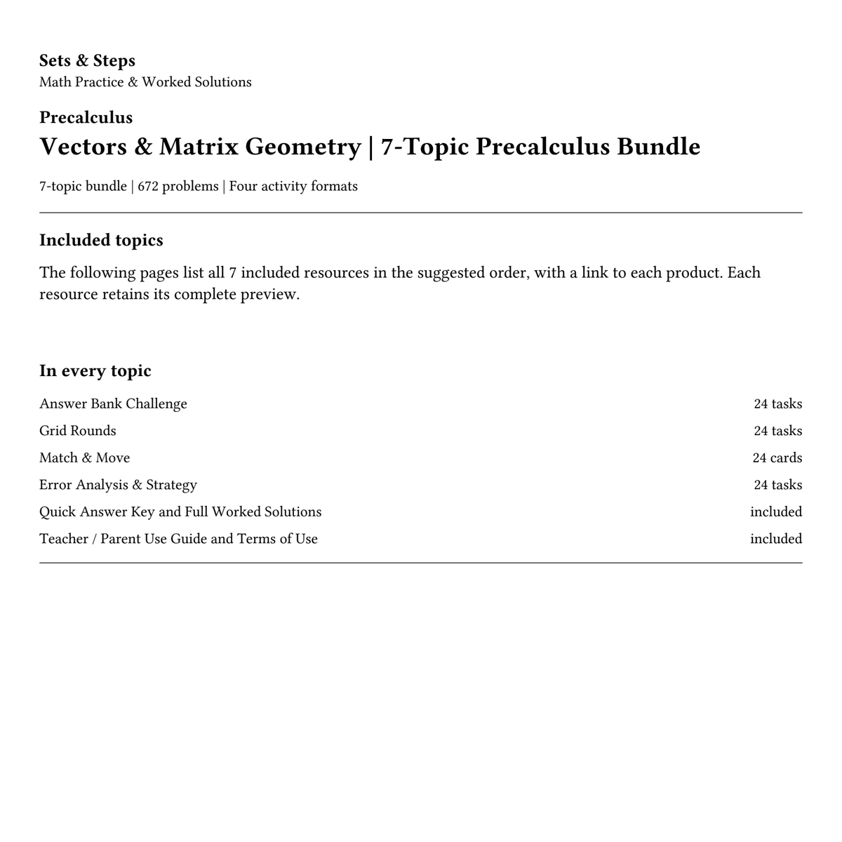 Vectors & Matrix Geometry | 7-Topic Precalculus Bundle — 01_Cover.png